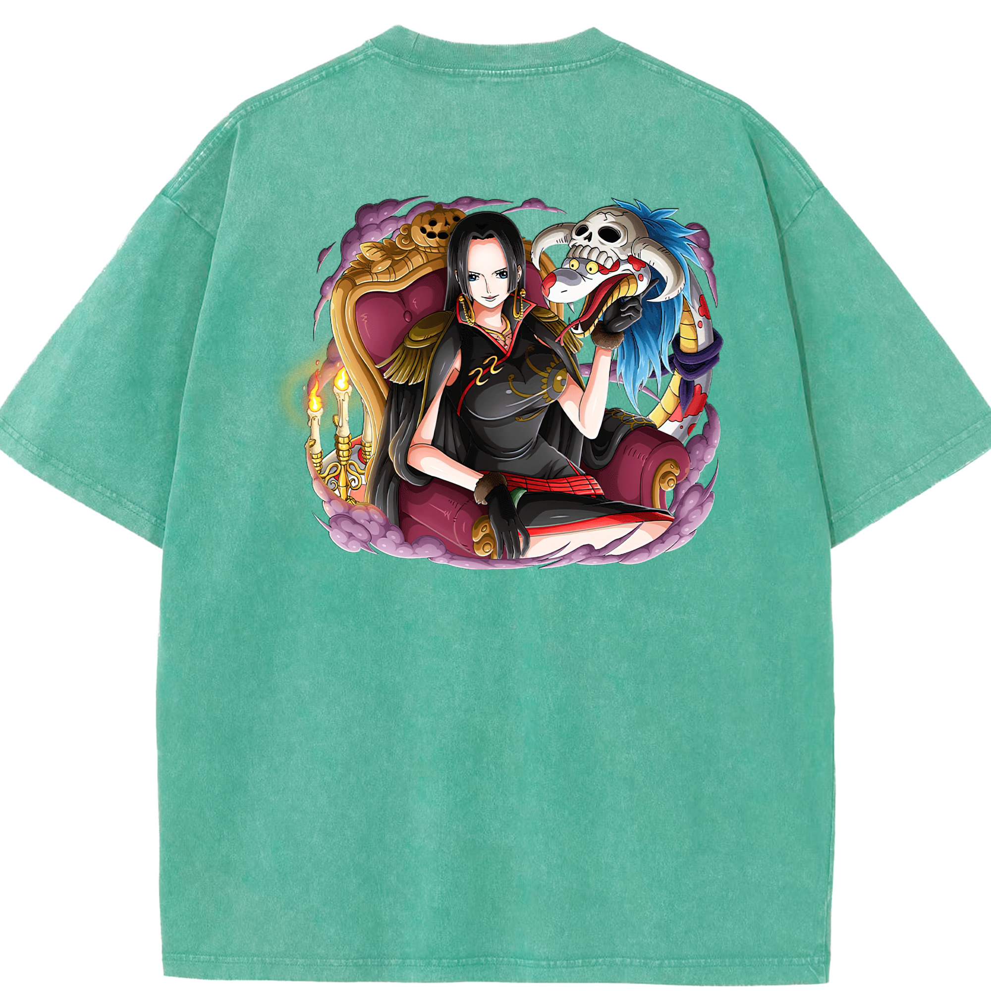 ワンピース ボア・ハンコック ONE PIECE Boa·Hancock 綿100% ヴィンテージ風 半袖Tシャツ（背面プリント）